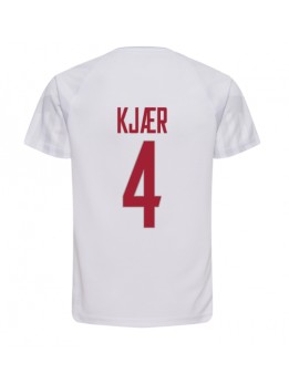 Danmark Simon Kjaer #4 Replika Borta Kläder VM 2022 Kortärmad